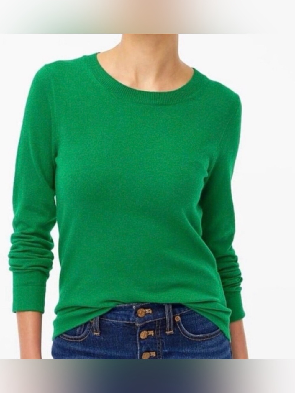 J.Crew Green Teddie Long-Sleeve Crewneck Sweater - XL